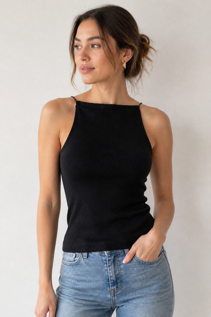 Zara Black Halter Neck Sleeveless Top S